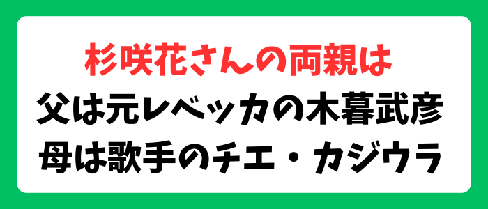 杉咲花の両親、父親は元レベッカ、母親は歌手