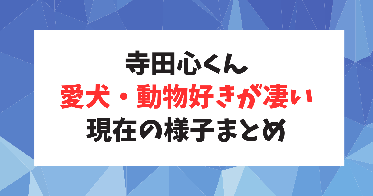 寺田心さんの愛犬好きがすごい！将来の夢は獣医師！